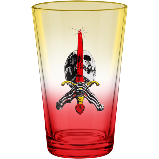Powell Peralta Pint Glass Skull & Sword - Yellow / Red Fade