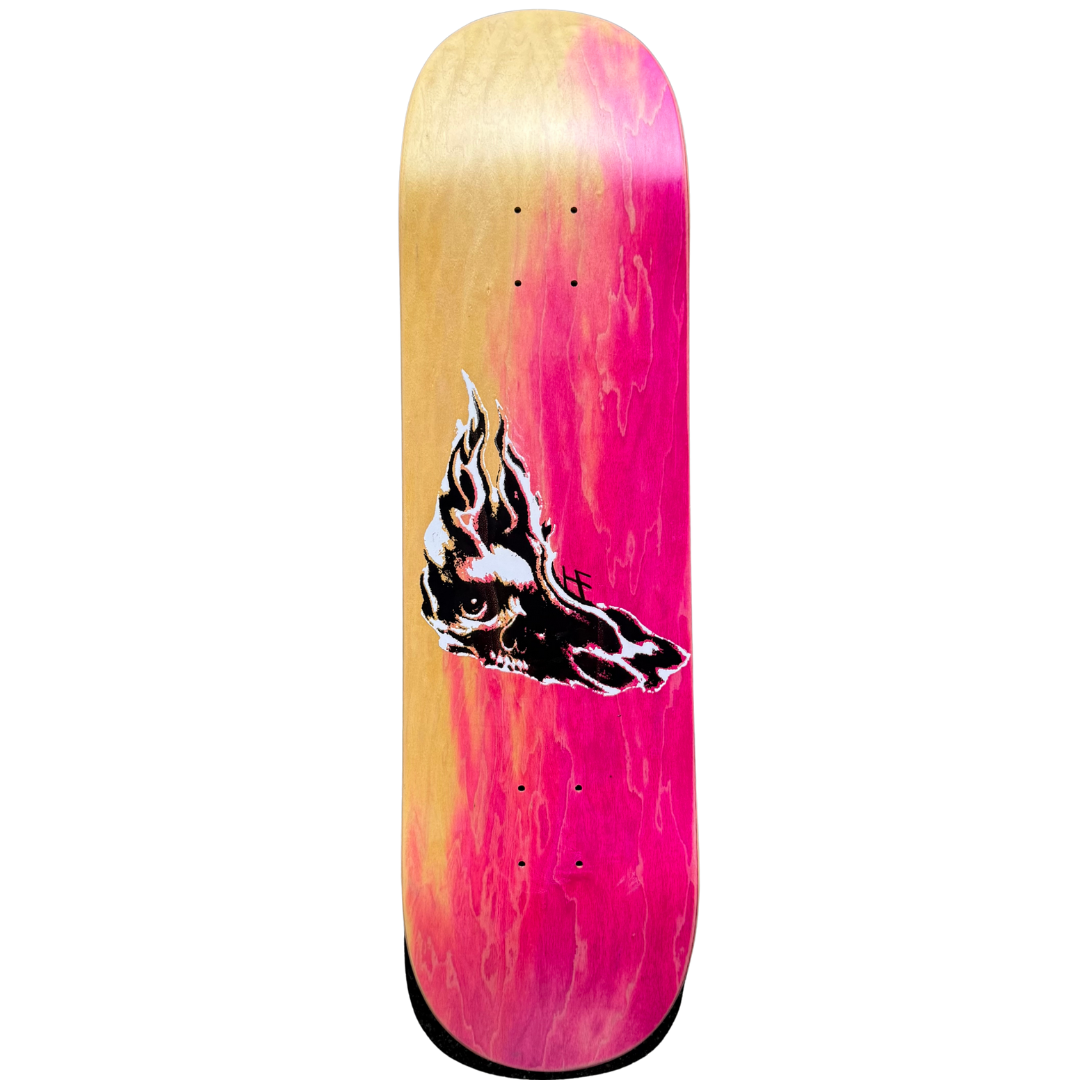 8.5" Hurt Feelings Smoke Skull Skateboard Deck - Split Yellow / Pink Stain