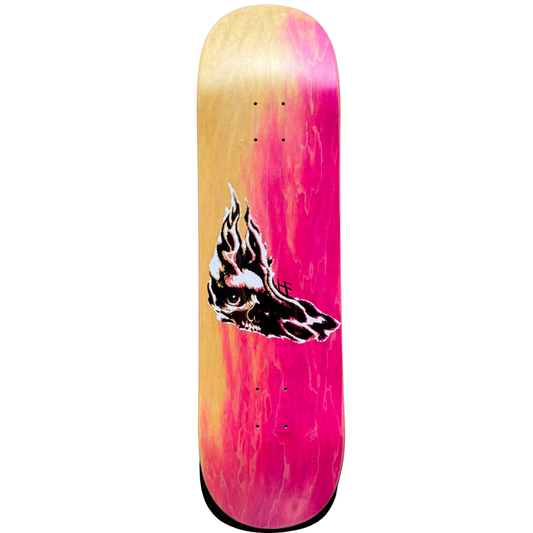 8.5" Hurt Feelings Smoke Skull Skateboard Deck - Split Yellow / Pink Stain