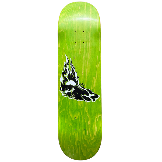 8.5" Hurt Feelings Smoke Skull Skateboard Deck - Green Stain