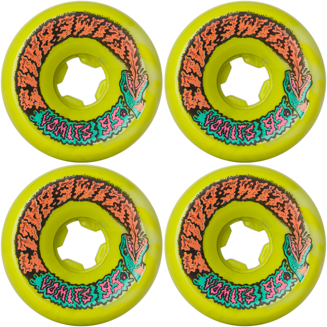 60mm Slime Balls Snake Vomits Green / White Swirl Wheels - 95a