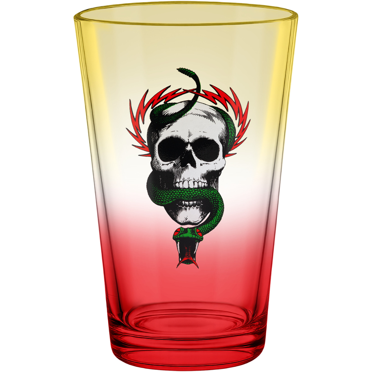 Powell Peralta Pint Glass McGill Skull & Snake - Yellow / Red Fade