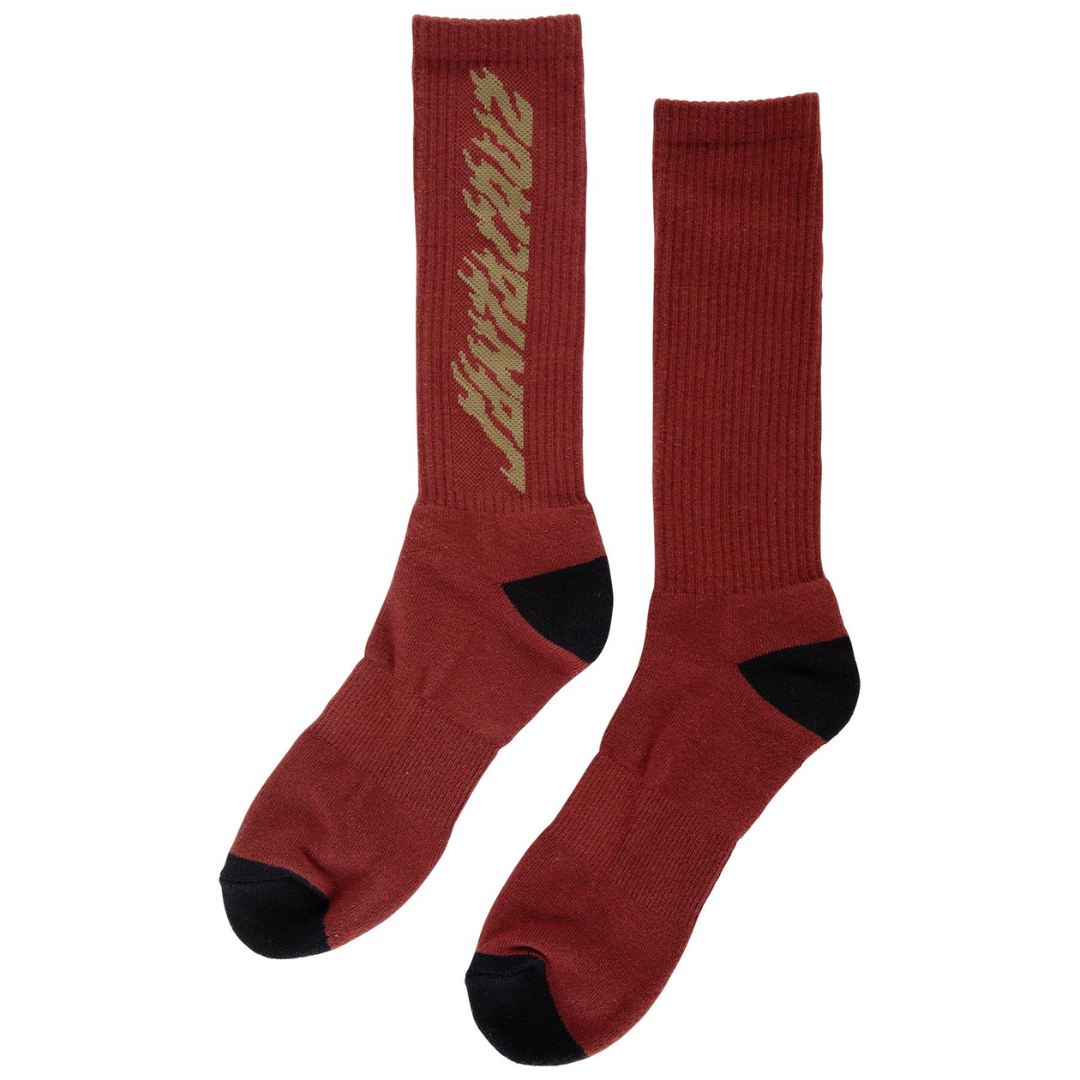 Santa Cruz Skateboards Solid Flame Strip Crew Socks - Maroon