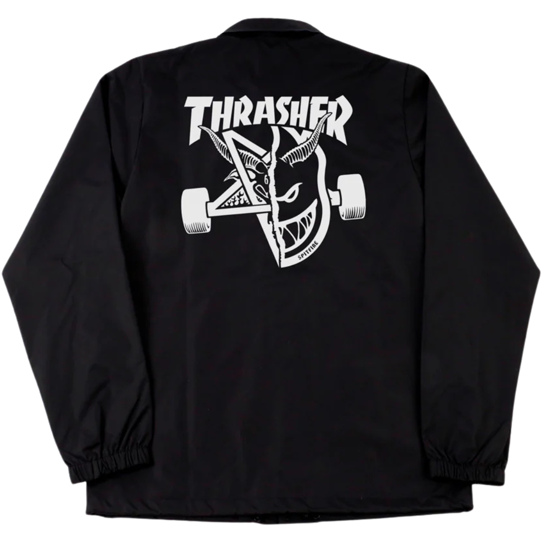 Thrasher Magazine x Spitfire Wheels Thrash And Burn Coaches Jacket - Black