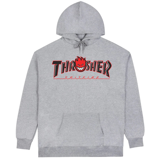 Thrasher Magazine x Spitfire Wheels Big Head Outline Hoodie - Ash Grey