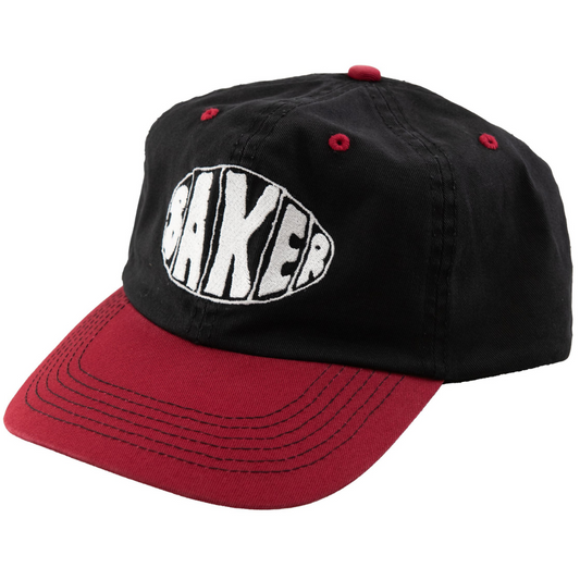 Baker Skateboards Sprayed Oval Snapback Hat - Black / Red