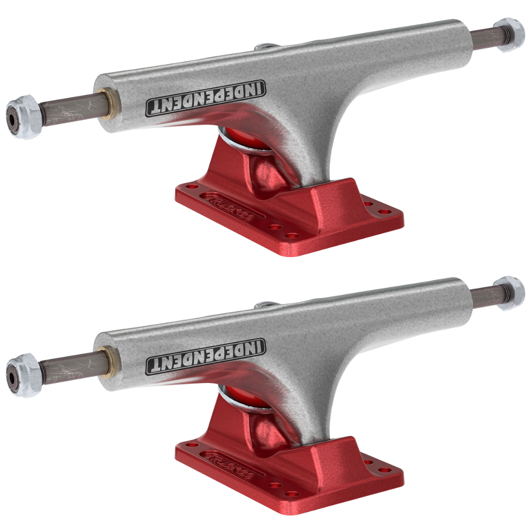 166 Independent Stage 4 Hollow Bar Logo Silver Ano Red Standard Trucks (9.0")