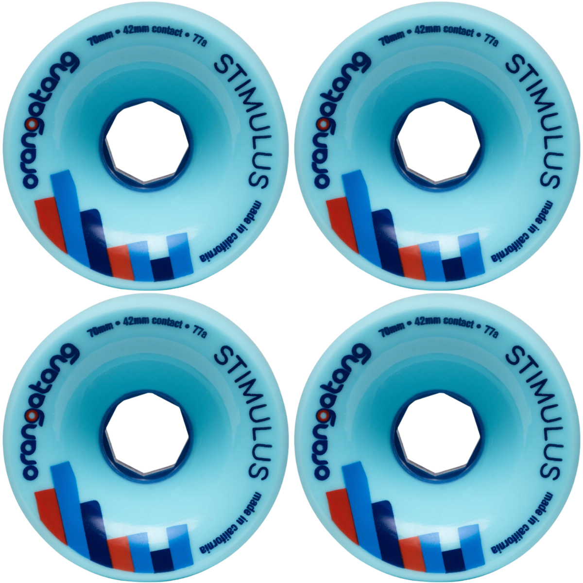 70mm Orangatang Stimulus Longboard Wheels - Blue 77a