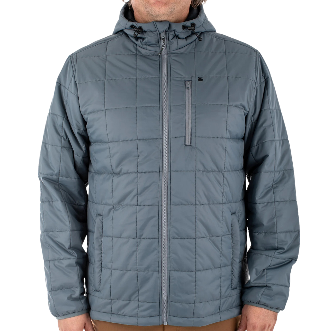 Jetty Puffer Hooded Jacket - Storm Grey / Blue