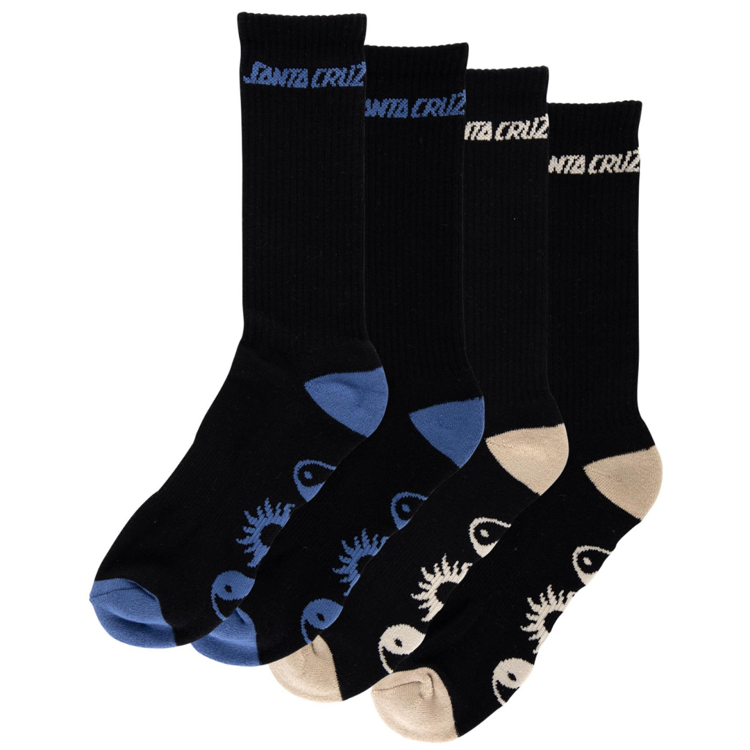 Santa Cruz Skateboards Strange Strip Crew Socks Black / Multi - 2 Pack