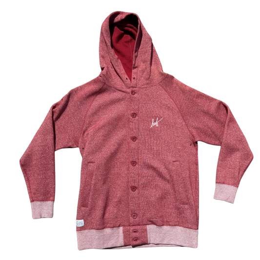 Huf Sutter Button-Up Hoodie - Burgundy / Heather