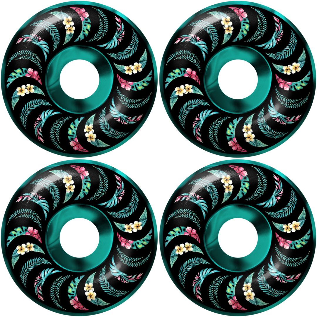 53mm Spitfire F4 Formula Four Floral Classic Wheels Teal Black Swirl 99a