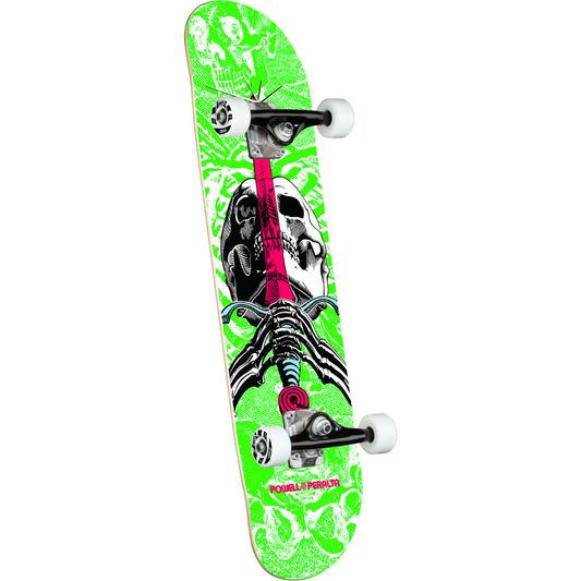Powell Peralta Skull & Sword Birch Complete Skateboard - White/Green - 7.5" x 28.65"