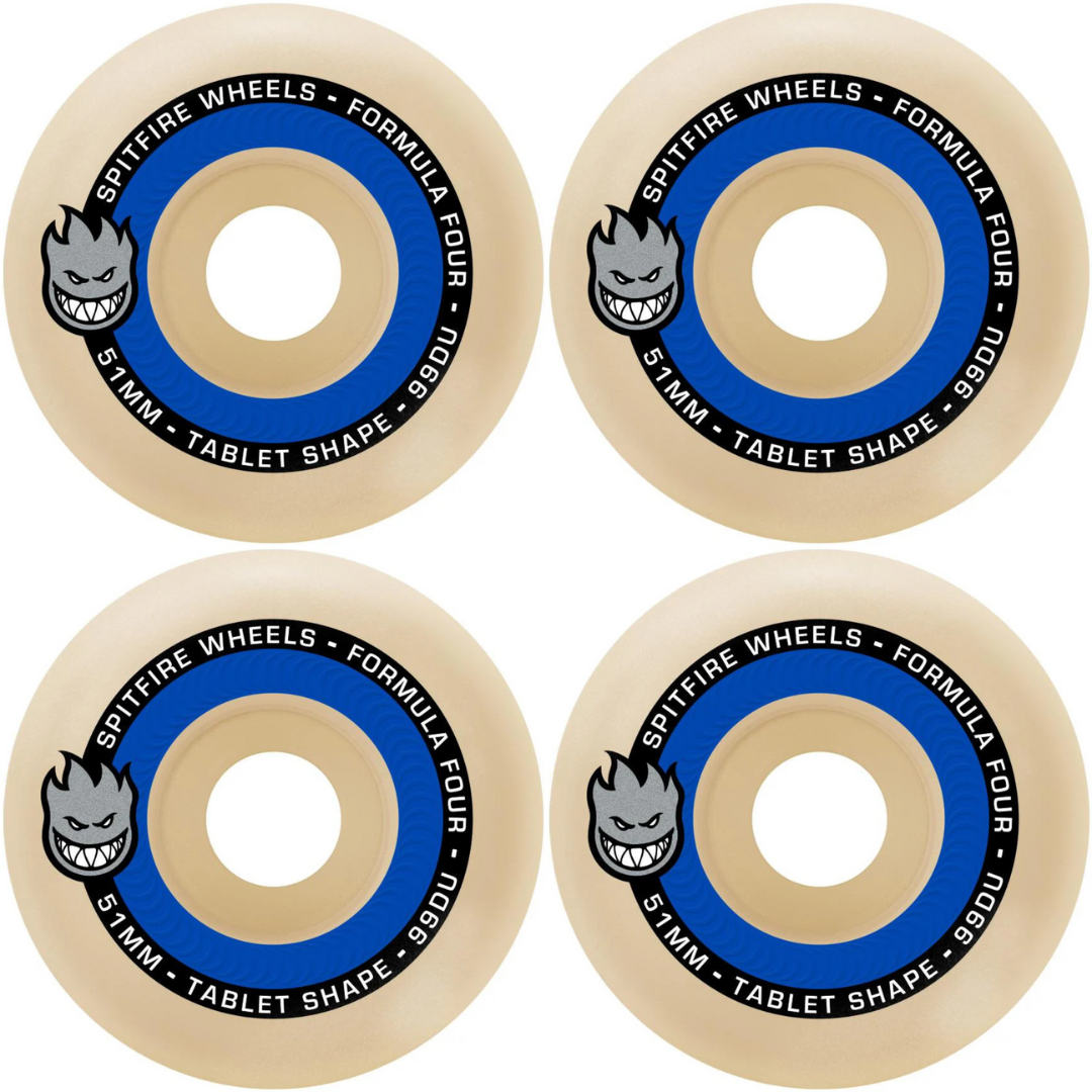 52mm Spitfire Wheels F4 Formula Four Tablets Natural 99a