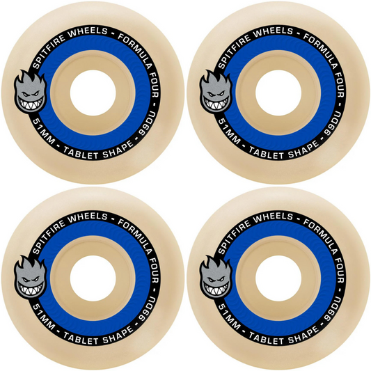 53mm Spitfire Wheels F4 Formula Four Tablets Natural 99a