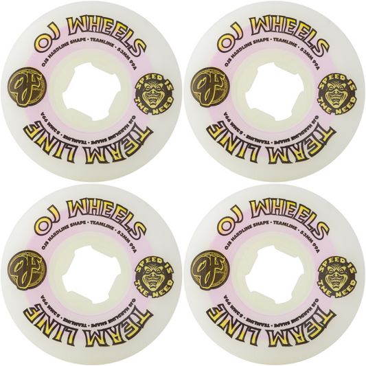 53mm OJ Wheels Team Line Original White Purple/Yellow Hardline 99a
