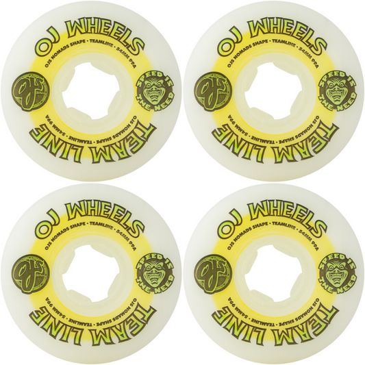 54mm OJ Wheels Team Line Original White Yellow / Green Hardline 99a