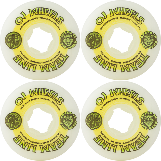 54mm OJ Wheels Team Line Original White Yellow / Green Hardline 99a