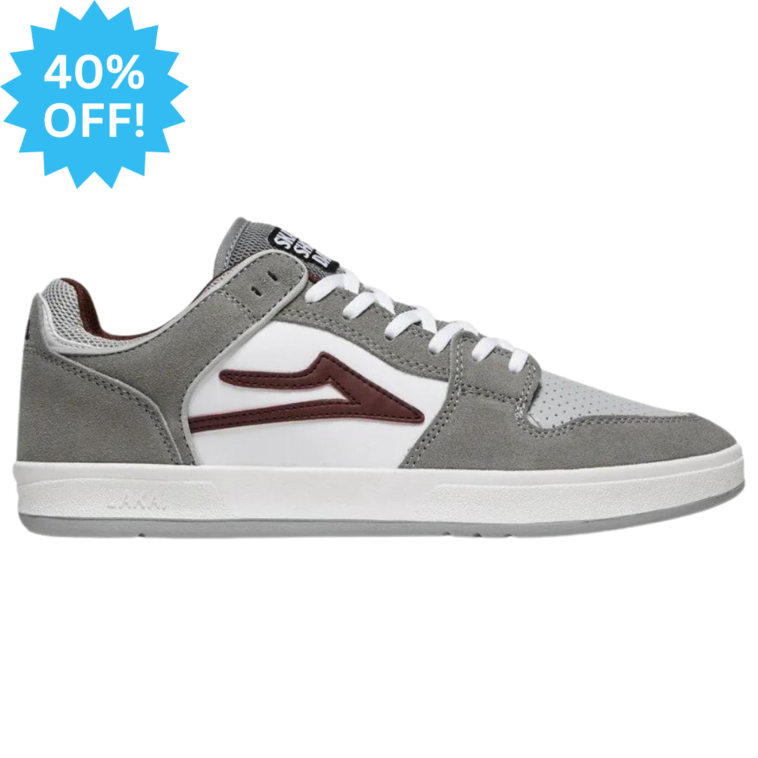 Lakai Telford Low Skate Shop Day Grey / Burgundy Skate Shoe