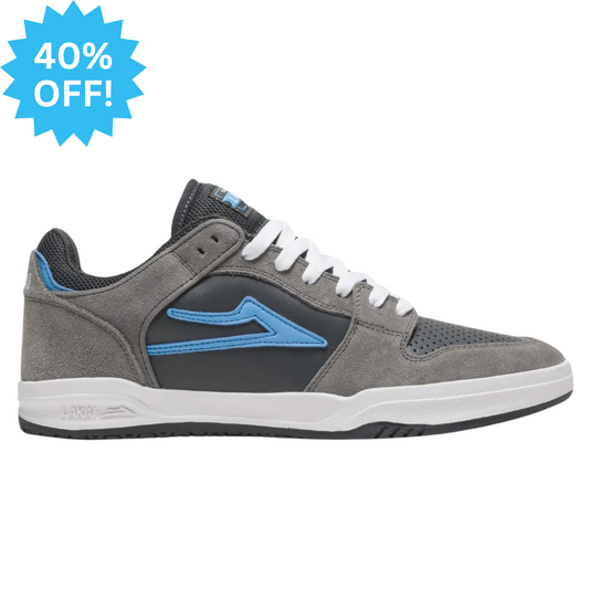 Lakai Telford Low - Grey / Cyan Suede - Skate Shoes