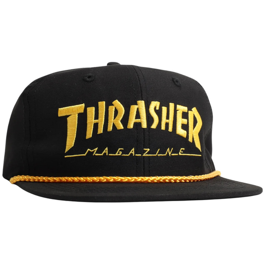 Thrasher Magazine Rope Snapback Hat - Black / Yellow