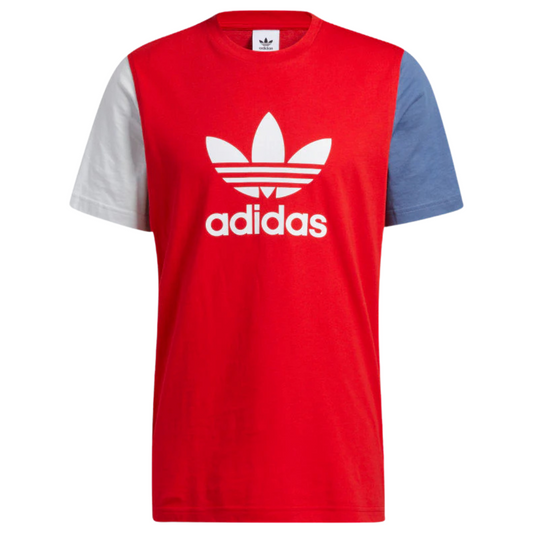 Adidas Blocked Trefoil T-Shirt - Red / Grey / Navy