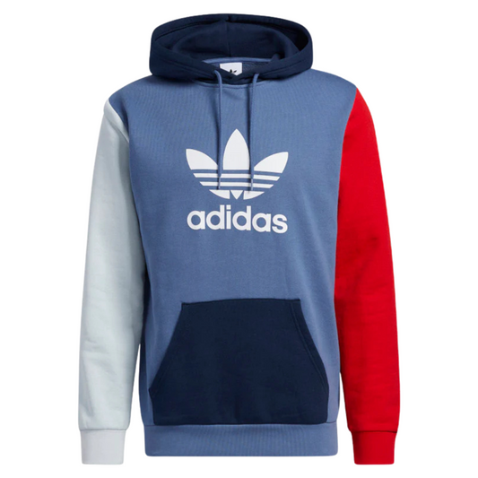 Adidas Blocked Trefoil Hoodie - Blue / Grey / Red