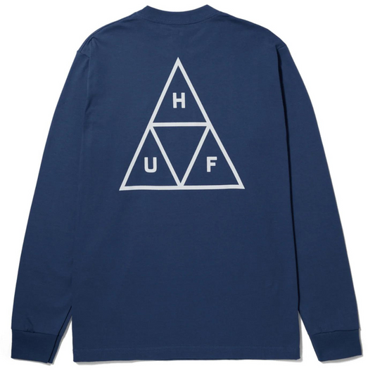 Huf Essentials Triple Triangle Long Sleeve T-Shirt - Insignia Blue