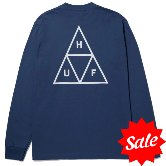 Huf Essentials Triple Triangle Long Sleeve T-Shirt - Insignia Blue