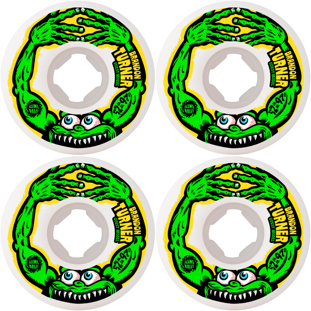 52mm Slime Balls Brandon Turner Guest Chubbies White 97a Skateboard Wheels