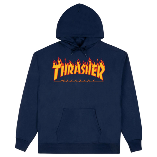 Thrasher Magazine Flame Hoodie - Navy Blue