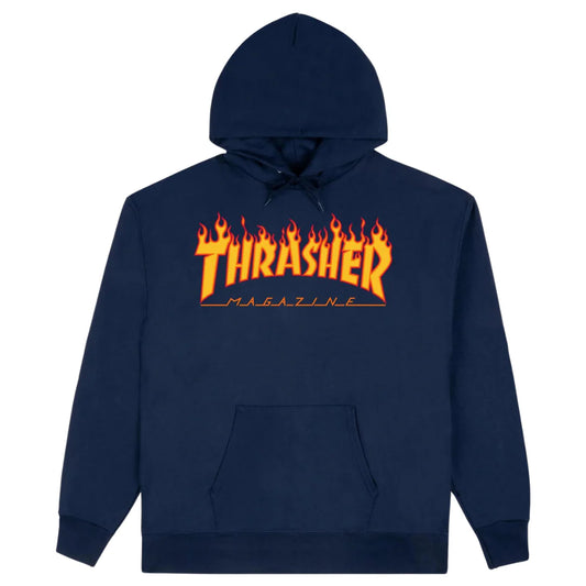 Thrasher Magazine Flame Logo Hoodie - Navy Blue