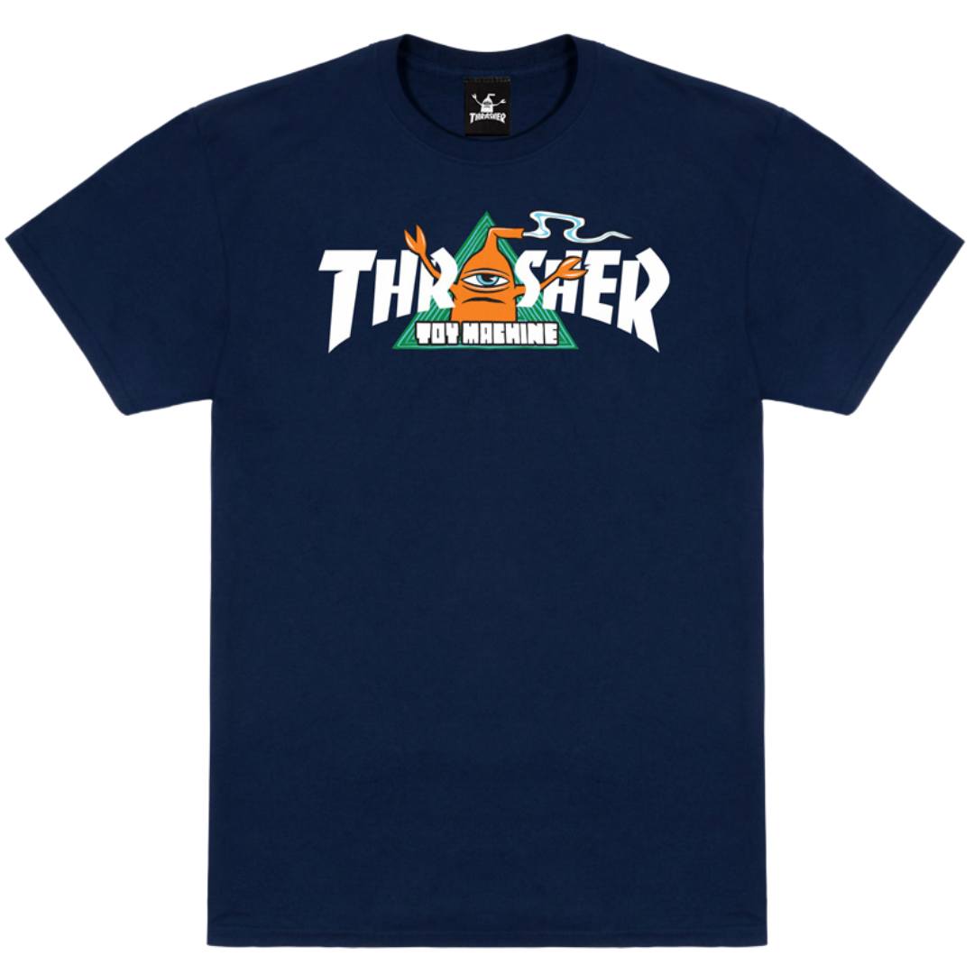 Thrasher Magazine x Toy Machine Vortex T-Shirt - Navy