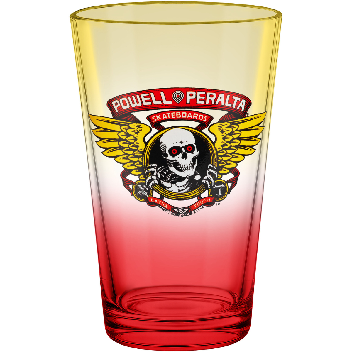 Powell Peralta Winged Ripper Pint Glass - Yellow / Red Fade