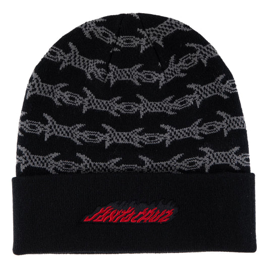 Santa Cruz Skateboards Wired Flame Dot Long Shoreman Beanie - Black
