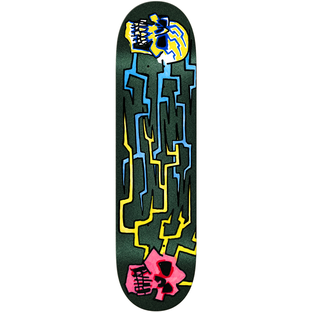 8.3" Krooked Bobby Worrest Skull And Bolts Twin Tail Skateboard Deck