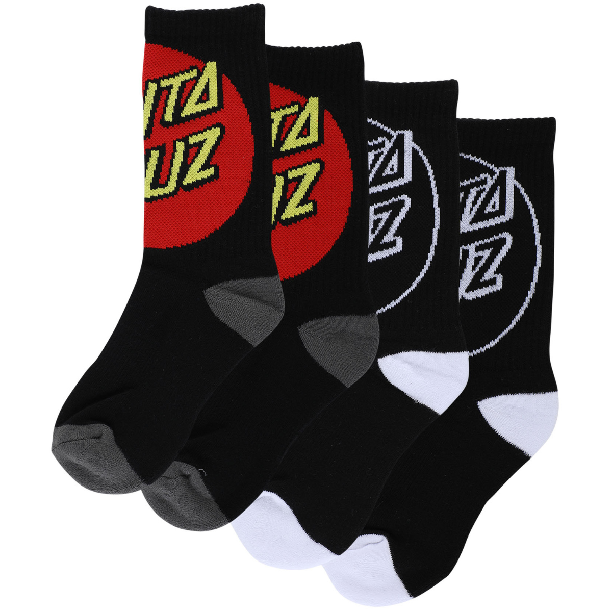 YOUTH Santa Cruz Skateboards Big Cruz 2 Pack Crew Socks Black / Multi - 2 Pairs