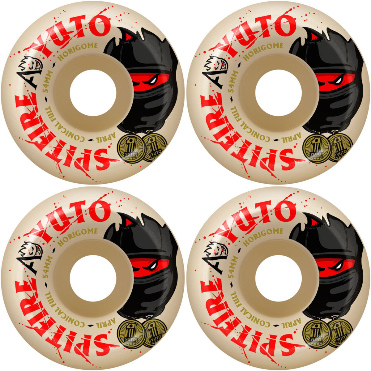 54mm April Skateboards x Spitfire Wheels Yuto Horigome F4 Formula Four Conical Full Skateboard Wheels 99a
