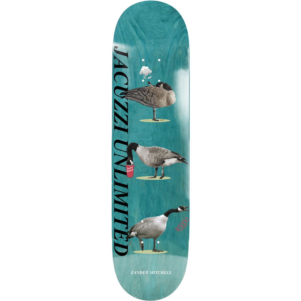 8.25" Jacuzzi Unlimited Zander Mitchell Geese Skateboard Deck