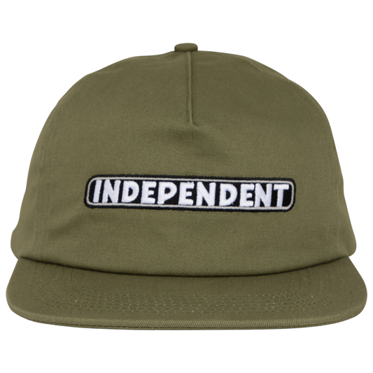 Independent Trucks Bar Logo Snapback Hat - Army Green
