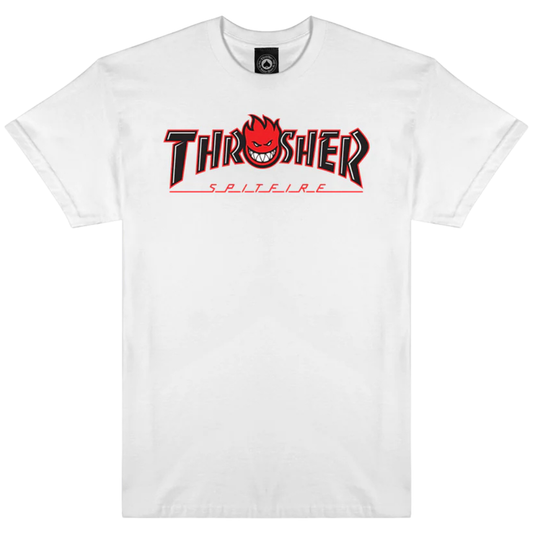 Thrasher Magazine x Spitfire Wheels Big Head Outline T-Shirt - White