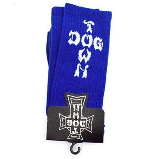 Dogtown Cross Letters Crew Socks - Blue / White
