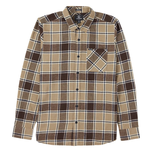 Volcom Caden Plaid Long Sleeve Flannel - Khaki