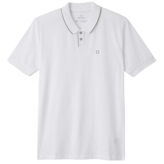 Brixton Proper Short Sleeve Polo Knit T-Shirt - White / Grey