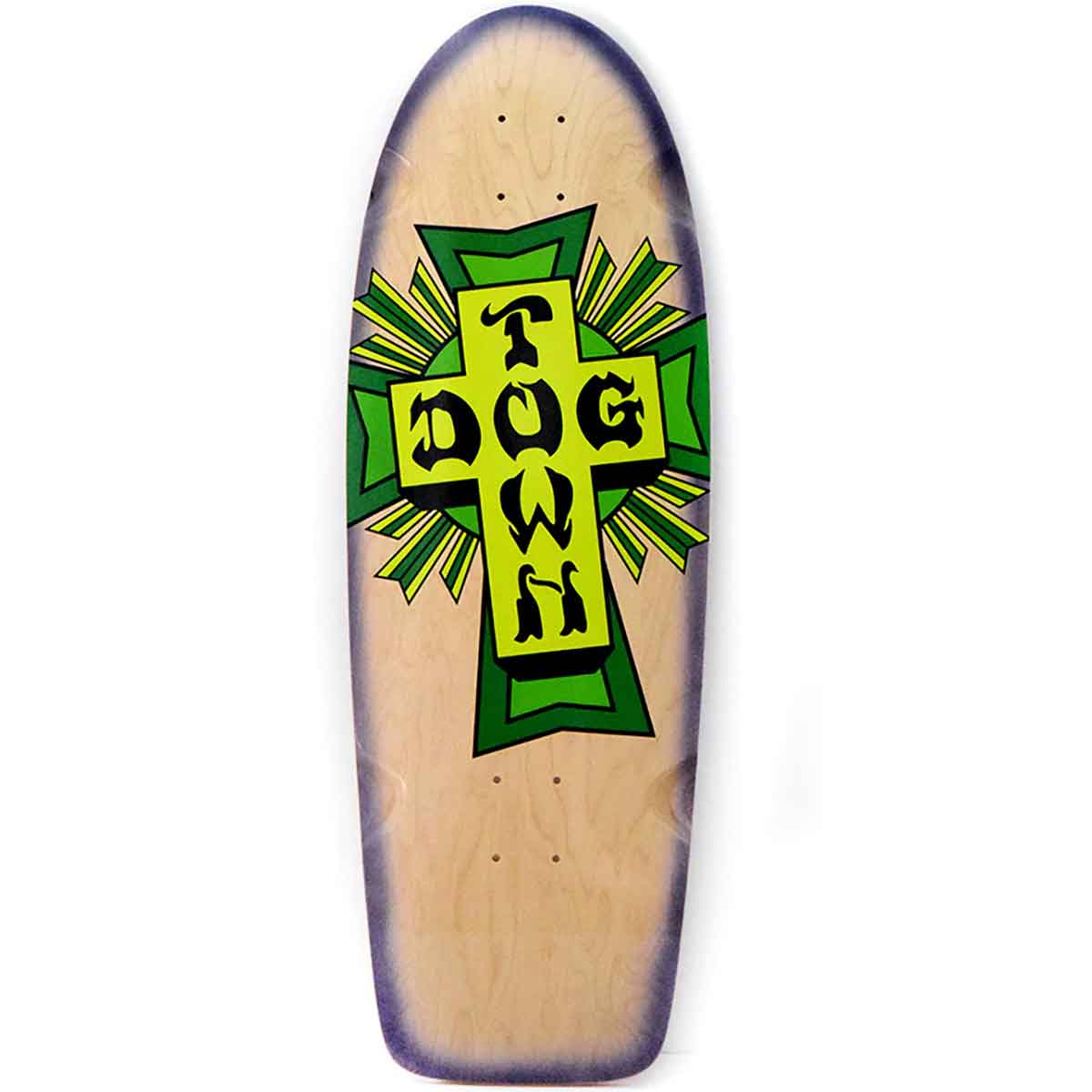 Dogtown Skates 10" Cross Logo 70's Classic Skateboard Deck - Purple Fade - Green Cross