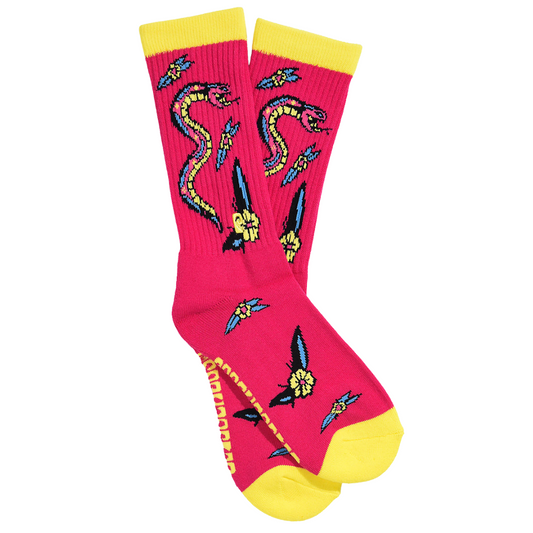 Psockadelic Snake Flowers Socks - Pink