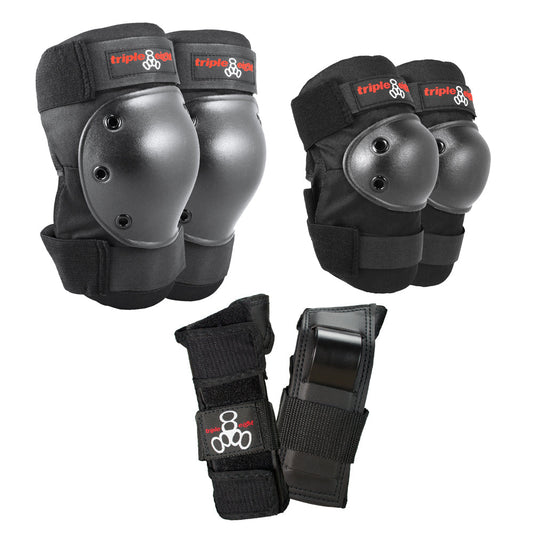 Triple 8 NYC Saver Series Pads 3 Pack - Skateboarding Safety Equipment - Knee Pads Elbow Pads Wrist Guards