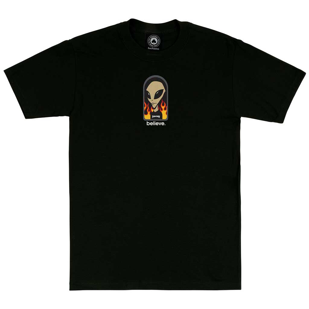 Thrasher x Alien Workshop Believe T-Shirt - Black