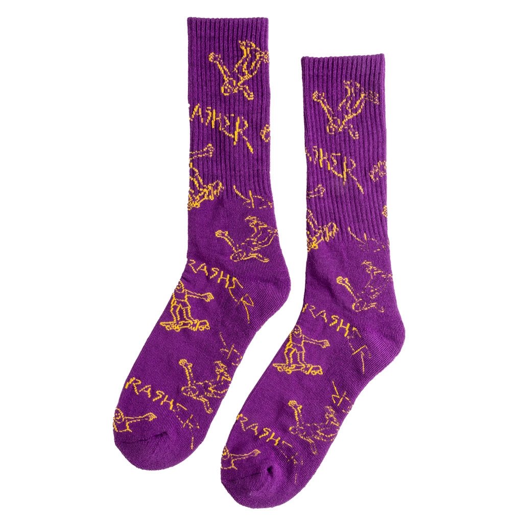 Thrasher Gonz Logo Crew Socks - Purple / Gold