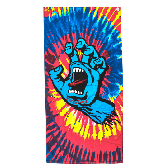 Santa Cruz Screaming Hand Beach Towel Pink Tie Dye